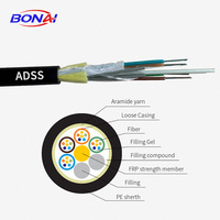 Kabel Serat Optik Udara ADSS Single Mode 12-48 Core Outdoor untuk Kabel Serat Optik FTTH
