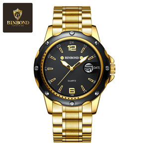 Binbond Men's Quartz Watch Stainless Steel Strap Analog Date Display Luminous Sports Watch 11mm Thickness 30M Waterproof - Product Image 5