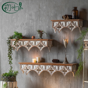 Retro <b>Wall</b> <b>Shelf</b> <b>Floating</b> Wood Display Rack For Living Room Coffee Shop Decor Large Size 80x17x18 Cm - Product Image 3