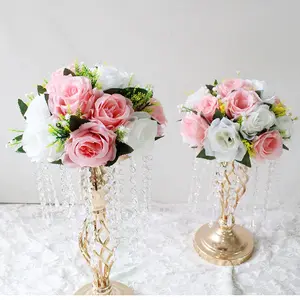 26CM boule de fleur de Rose artificielle, scène route plomb soie centre de table fleur pour table Bouquet bricolage mariage Arrangement de maison