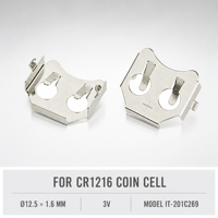 Pile bouton médicale Ieeton CR1216 SMT nickelée SUS301 pour moniteur de glycémie CGM, avec bande négative sur bobine pour circuit imprimé (OEM)
