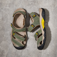 Nouvelle Arrivée Sandales en Cuir Véritable pour Hommes Chaussures de Pêcheur Respirantes en Maille Anti-Collision Équipement de Randonnée en Plein Air 001