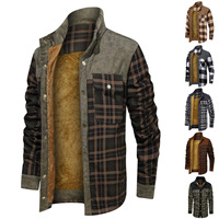Chemise-veste en flanelle à carreaux pour homme avec doublure matelassée épaisse et chaude à manches longues, impression de logo personnalisée, veste en sherpa en flanelle