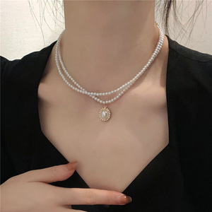 Collar de Perlas de Agua Dulce con Inyección de Oro 4K para Mujer, Doble Capa, Cuentas de 4-5 mm, Estilo Clavícula, Serie de Perlas con Temperamento - Product Image 1