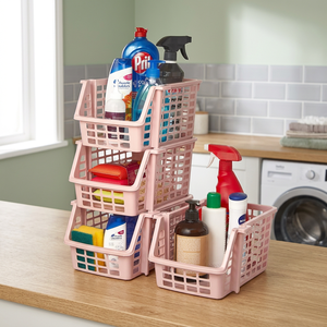Stackable Non-Slip Wicker Plastic Multi-Tier Modern Luxury Flexible Design Storage Organizer for Jewelry Food Kitchen Bathroom - Product Image 3