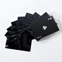 Jeu de cartes de poker en papier noir de luxe personnalisé OEM, 54 cartes, bord en feuille d'argent, motif personnalisé en couleur, jeux de société pour adultes