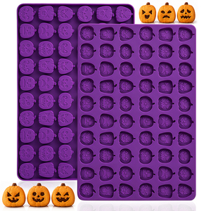 Stampo in Silicone SILIKOLOVE Personalizzabile a 60 Cavità a Forma di Zucca di <span class=keywords><strong>Halloween</strong></span>, LFGB Platinum, Senza BPA, 100% per Alimenti, per <span class=keywords><strong>Biscotti</strong></span> - Product Image 1