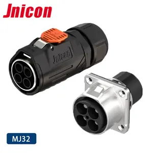 Jnicon MJ32 Conector circular de metal de 4 pinos à prova d'água 50A macho fêmea conector de energia IP67 para equipamentos