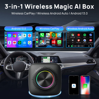 Xlintek Streaming Media Android Auto CarPlay AI Box 8GB/128GB Inalámbrico Portátil Tipo-C Puerto para Tarjeta SIM 2 Pantallas Modelo KBOX-LED