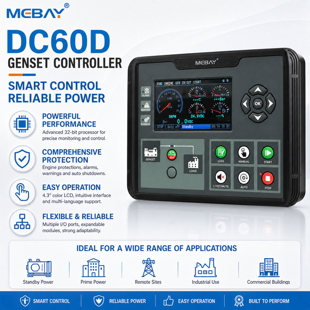Mebay Automatic Genset Controller DC60D MK3 Generator Control Module with CE Certificate