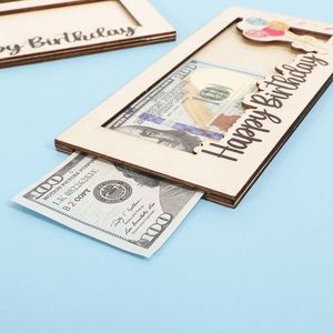 Regalo de Cumpleaños Creativo y Moderno para Niños, Cartera de Madera para Tarjetas y Dinero, Portamonedas Único, Decoración para el Hogar - Product Image 3