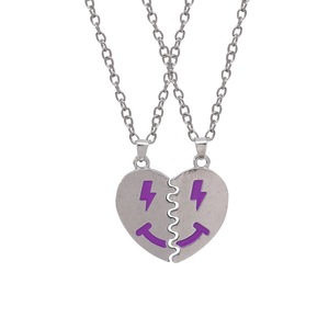 Collar de joyería de moda con colgante de corazón de sonrisa chapado en oro de nuevo estilo con cadenas de moda de diamantes para mejores amigos - Product Image 6