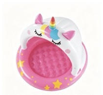 <strong>Inflatable</strong> Catiorn Baby Pool with Sun Shade Canopy 101x101cm Eco-friendly PVC Indoor/Outdoor Kids Water Play <strong>Bathtub</strong> - Product Image 4