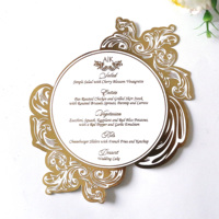 Tarjetas de Menú de Boda de Lujo Decorativas y Elegantes, Cortadas con Láser en Oro Personalizadas, y Tarjetas de Menú Doradas Cortadas con Láser Personalizadas
