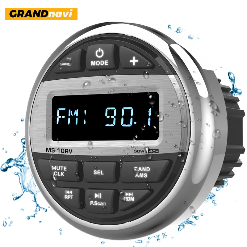 GRANDnavi-Radio Marina BT, receptor de Audio estéreo para barco, a prueba de agua, reproductor Digital de grado marino con FM, AM, estéreo marino