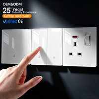 Interruptor de Pared KSQ Ultra Delgado de Vidrio Templado Tipo 86 con 2 Salidas USB A+C 20A, Estándar EU/UK/FR, para Decoración de Hogar de Lujo