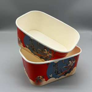 Bol rectangulaire en papier brun, boîte à lunch jetable, emballage pour emporter, fruits légers, vaisselle de pique-nique - Product Image 4