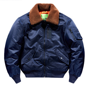 Men's Autumn Bomber <b>Jacket</b> <b>Sherpa</b> <b>Lined</b> Full Zip Eco-Friendly Polyester Shell with Pockets Windproof Casual Outerwear - Product Image 1