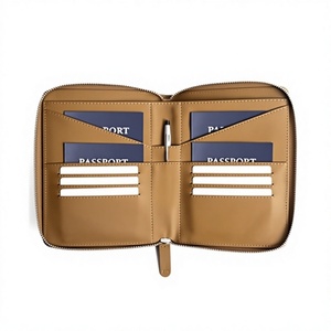 Porta Pasaportes Multifuncional de Cuero Boshiho, Cartera Delgada con Protección RFID, Organizador de Documentos de Viaje con Cierre, Moderno y Portátil - Product Image 1