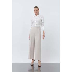 Puane Women's Classic Straight Cut Beige Trousers for Office and Casual Wear, Comfortable Fit Daily Use <b>Pants</b> - Product Image 1