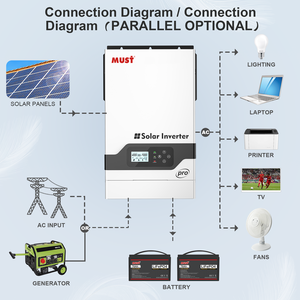 MUST <span class=keywords><strong>PV1800</strong></span> PRO Onduleur solaire haute fréquence 5 kW 3 kW avec contrôleur de charge MPPT 80 A - Product Image 2