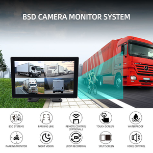 Moniteur d'enregistrement vidéo à 4 canaux avec écran tactile IPS de 10 pouces VEER, avec caméra infrarouge AHD 720p pour la vision arrière - Product Image 3