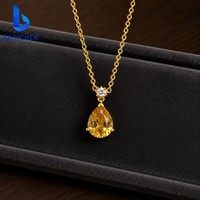 Collier élégant en moissanite jaune poire, argent 925 plaqué or, bijoux fins pour un usage quotidien