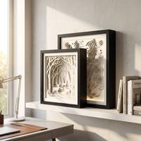 Cadre en bois MDF Shadow Box personnalisé, grain de bois noir mat, 20*20cm, profond, moderne, boîte à souvenirs 3D pour la décoration de fleurs séchées