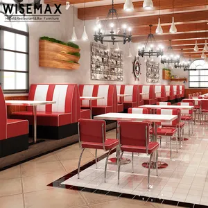 רטרו 1950s סגנון מסעדת אוכל חדר ריהוט נירוסטה עור מפוצל אמריקאי מהיר מזון אוכל כיסאות