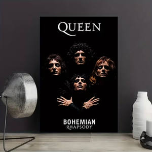 Affiche murale en toile Queen Bohemian Rhapsody, noir et blanc, Freddie Mercury, cadeau pour chambre à coucher, salon, décoration pour amoureux <span class=keywords><strong>de</strong></span> la musique - Product Image 1