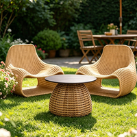 Fauteuil de salon moderne en rotin PE creux, structure en aluminium, tissé à la main, pour extérieur, chaise de loisirs individuelle