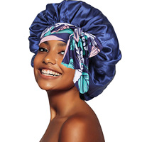 Bonnets en satin élastique de grande taille, bonnet de sommeil africain imprimé à large bande, pour femmes, voyage décontracté, utilisation en polyester, plage, extérieur