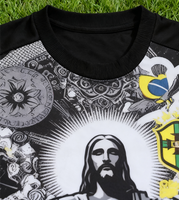 Camiseta con Estampado Completo, Algodón Grueso de 300 g/m², Corte Holgado, Ropa Urbana Cristiana para Hombre con Versículos Bíblicos y Jesús