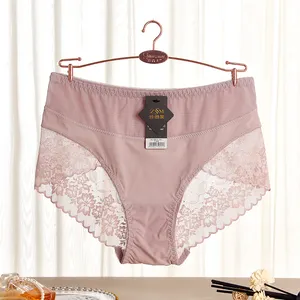 Wholesale Big Size Fat Womens Underwear Hollow Out Transparent Lace Panties Underwear See-Through Womens Panties