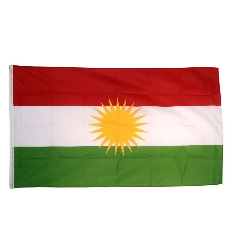 Großhandel 100 % Polyester Stoff individuell 3 × 5 Fuß Land kurdisch Kurdistan Nationalflagge