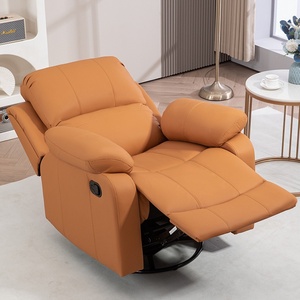 Singolo piccolo divano in pelle multifunzionale spazio a dondolo pigro reclinabile con elementi rotanti e per dormire per soggiorno - Product Image 3