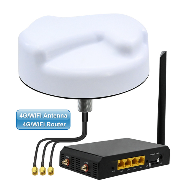 Outdoor Cellular Antenna Omni Aerial RV 4G LTE WiFi 3 in 1 Antenna and Router Set for Camper Trailer Truck Caravan Boat