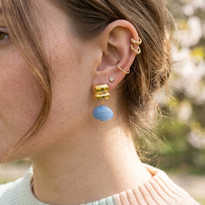 Boucles d'oreilles pendantes plaquées or avec imitation perle et zircon, bijoux tendance pour femmes - Product Image 2