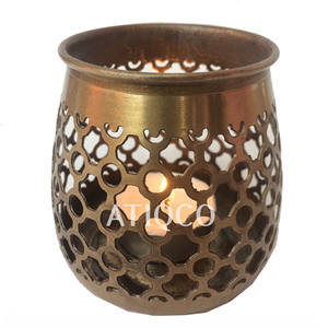 Rust Mint Circle Barfi Iron Votive T- Light Holder Vintage <b>Candle</b> Votive with Antique Premium Design Great Quality - Product Image 3