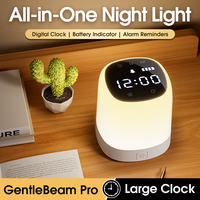 Lampe de chevet créative rechargeable avec horloge et veilleuse, ambiance premium, intensité réglable, pour chambre d'enfant, avec télécommande