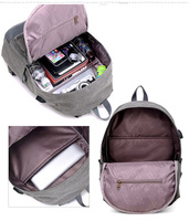 Sac à dos étanche pour étudiants, 15,6 pouces, avec port USB, protection RFID, motif lettres fantaisie en toile, fermeture éclair, doublure polyester, grande capacité