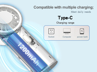 1200mAh Wiederaufladbarer Mini-Turbo-Handventilator Batteriebetriebener Klimaanlagen-Ventilator 3-Gang Tragbarer Tragbarer Ventilator für Draußen
