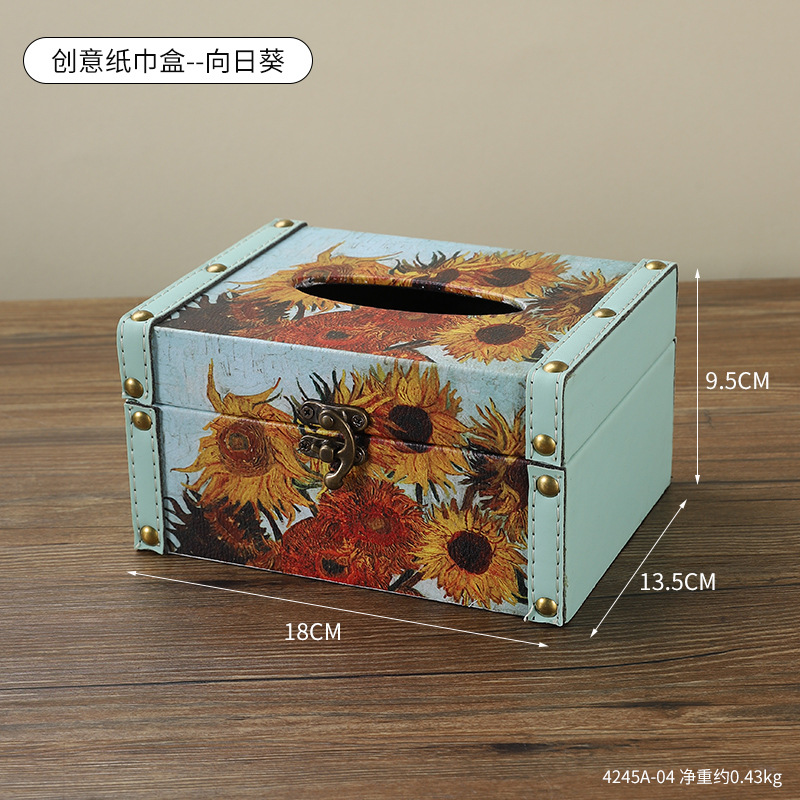 18PU leather tissue box - Sunflower