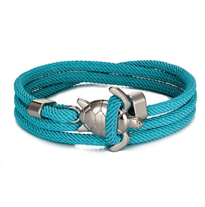 Corde de Milan réglable multicouche Bracelet à tricoter en fil d'alliage de tortue colorée Bracelets enveloppants tissés - Product Image 4