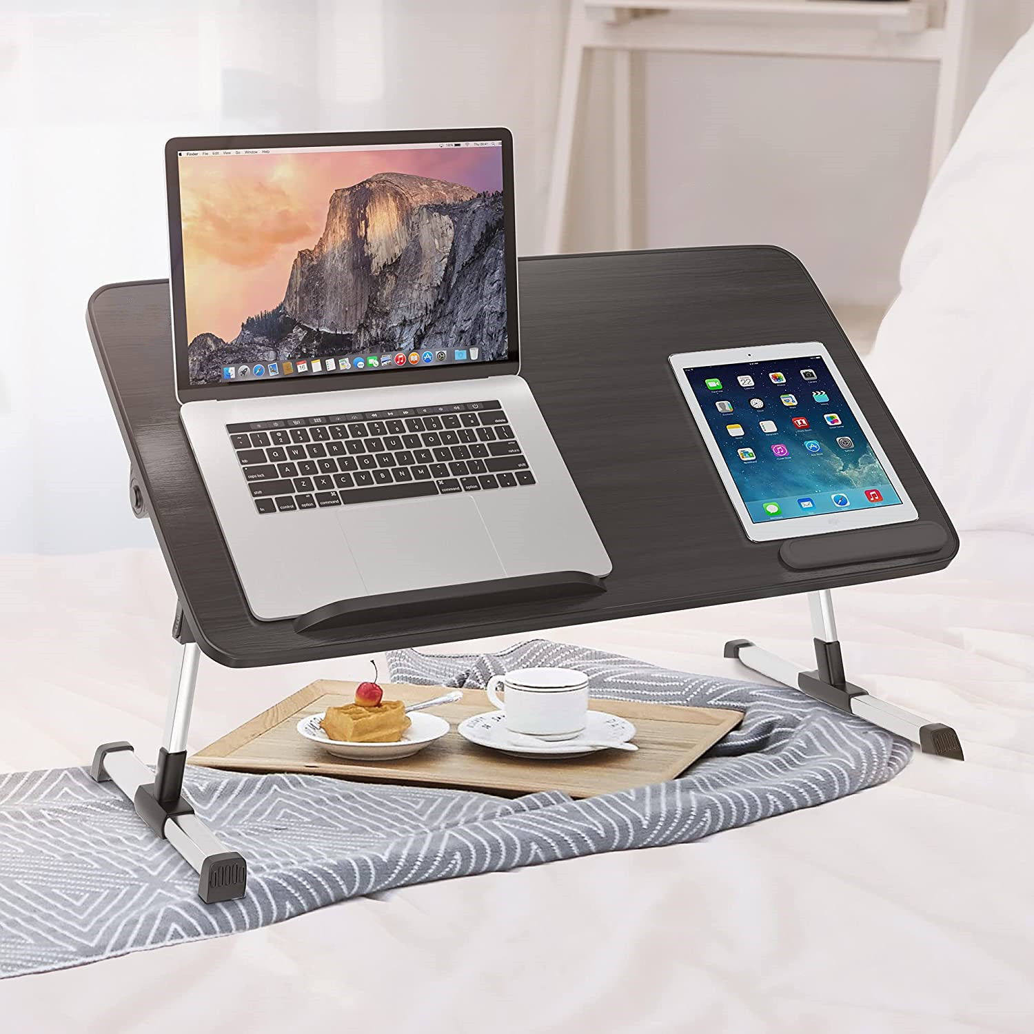 Ergonomic Folding Multi-angle Adjustable Foldable Portable Mdf Wood Home Office Bed Computer Laptop Lap Tray Desk Table