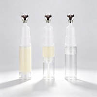 Flacon cosmétique sans air AS de 5 ml, 7,5 ml, 10 ml, 12 ml, 15 ml pour sérum contour des yeux avec applicateur métallique, flacon applicateur pour huile à lèvres et brillant à lèvres