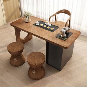 Chinese Style Solid Wood Tea Table Set With Chair And Stools Modern Small Apartment Balcony Leisure Tea <b>Desk</b> - Product Image 1