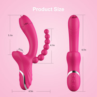 Vibrateur 3 en 1 en forme de pieuvre pour femmes, stimulateur du point G et du clitoris, plug anal perlé, jouet sexuel pour adultes pour femme