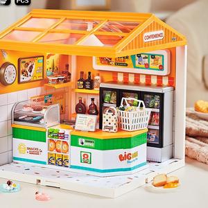 Minimarket giocattoli di simulazione educativa assemblaggio di <span class=keywords><strong>negozi</strong></span> di città modello di illuminazione giocattoli per bambini blocco di costruzione - Product Image 4