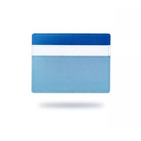 Dompet kulit Saffiano warna-warni tempat kartu kulit PU kustom stempel cetak Logo timbul tempat kartu nama kredit